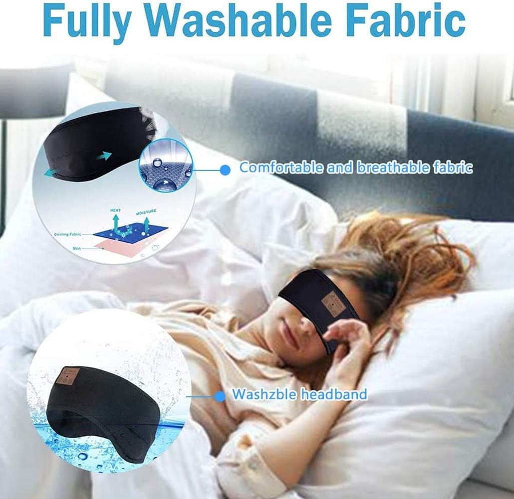 Sleep Headphones Wireless Music Sports Headband, Sleeping Headphones Headband Washable Sweatband Hairband with Ultra-Thin Stereo Speakers Mic for Women Men Running Jogging Yoga Travel
