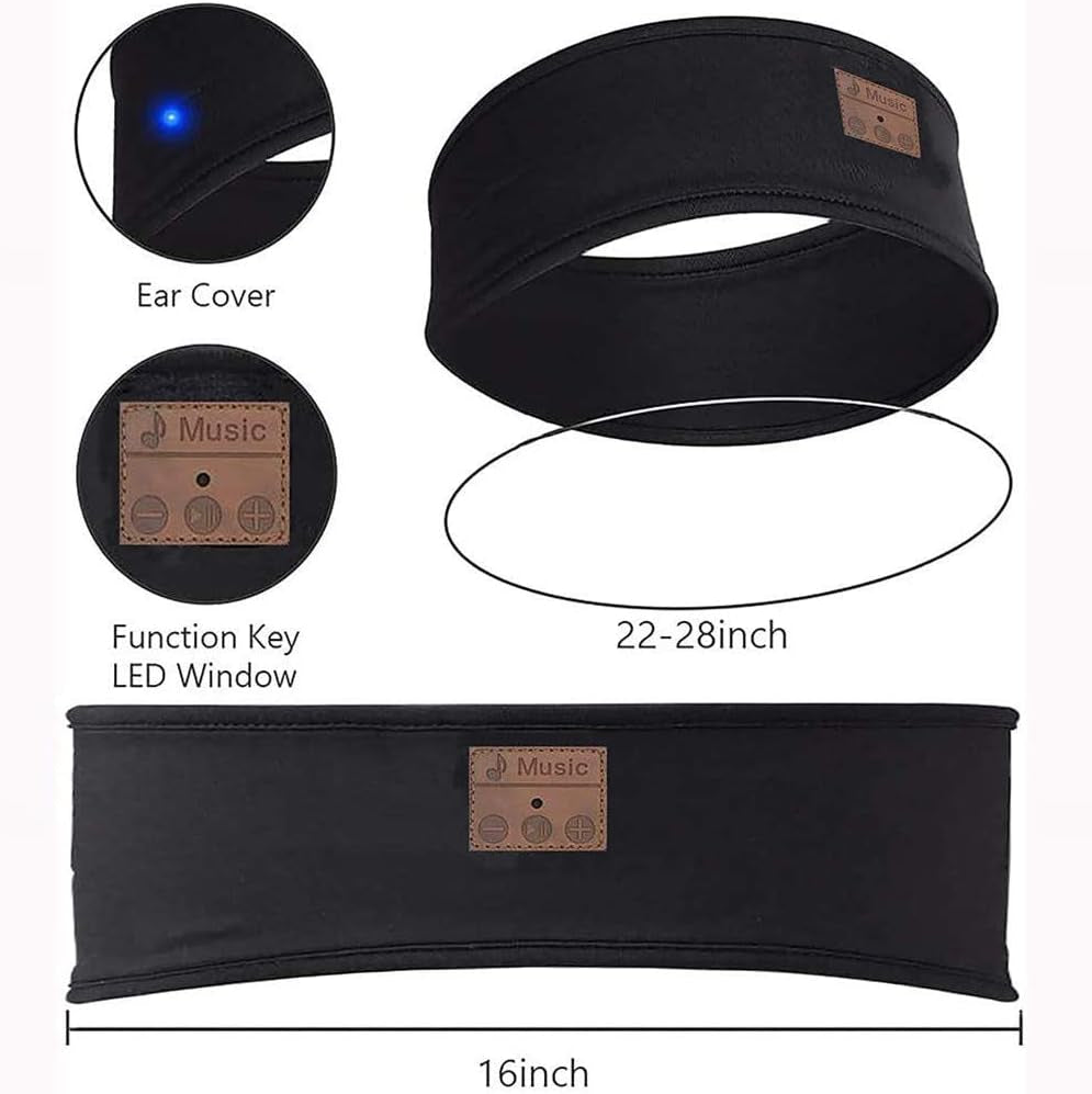 Sleep Headphones Wireless Music Sports Headband, Sleeping Headphones Headband Washable Sweatband Hairband with Ultra-Thin Stereo Speakers Mic for Women Men Running Jogging Yoga Travel