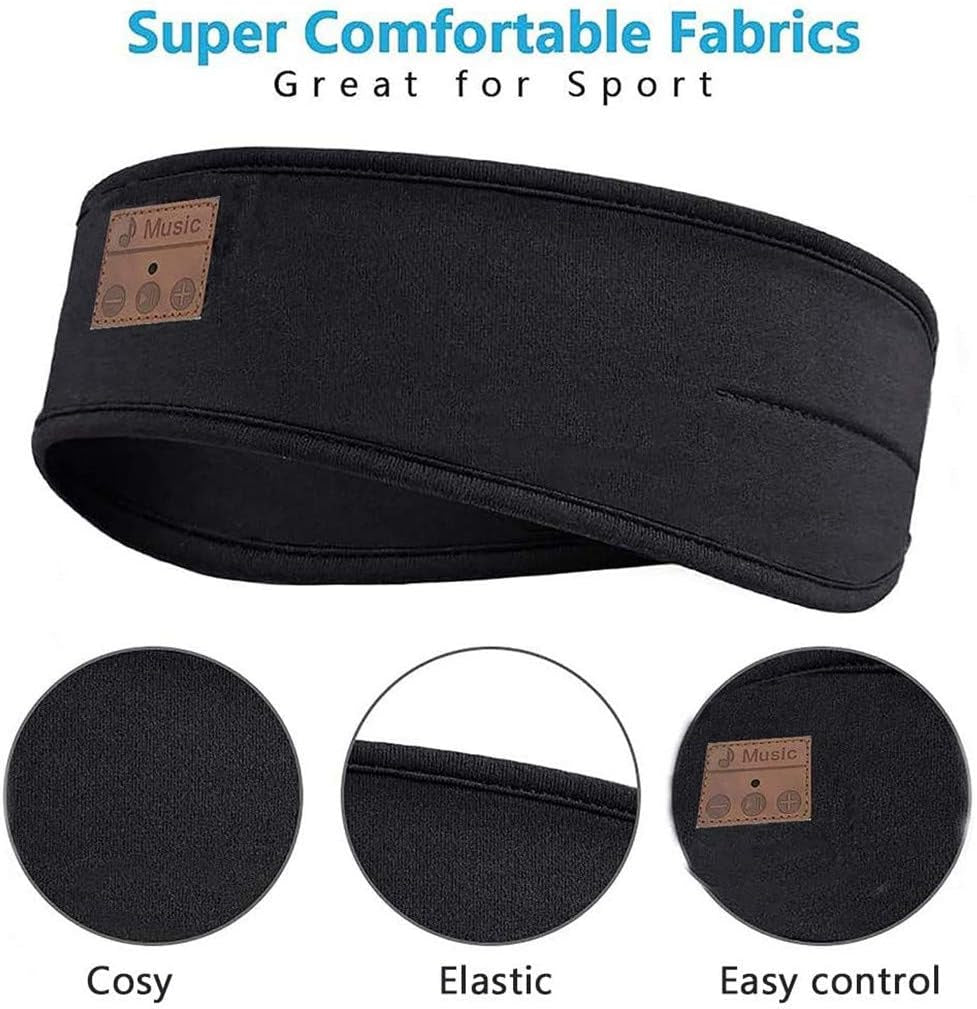 Sleep Headphones Wireless Music Sports Headband, Sleeping Headphones Headband Washable Sweatband Hairband with Ultra-Thin Stereo Speakers Mic for Women Men Running Jogging Yoga Travel
